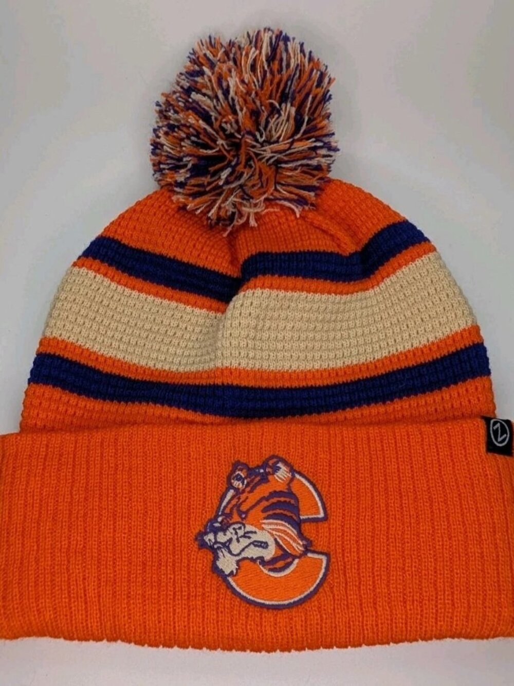 Zephyr Clemson Tigers Pom Stripe Beanie NWT NCAA Orange